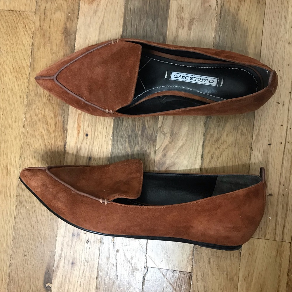 Charles David Bonita Suede Pointed Flat Loafers
